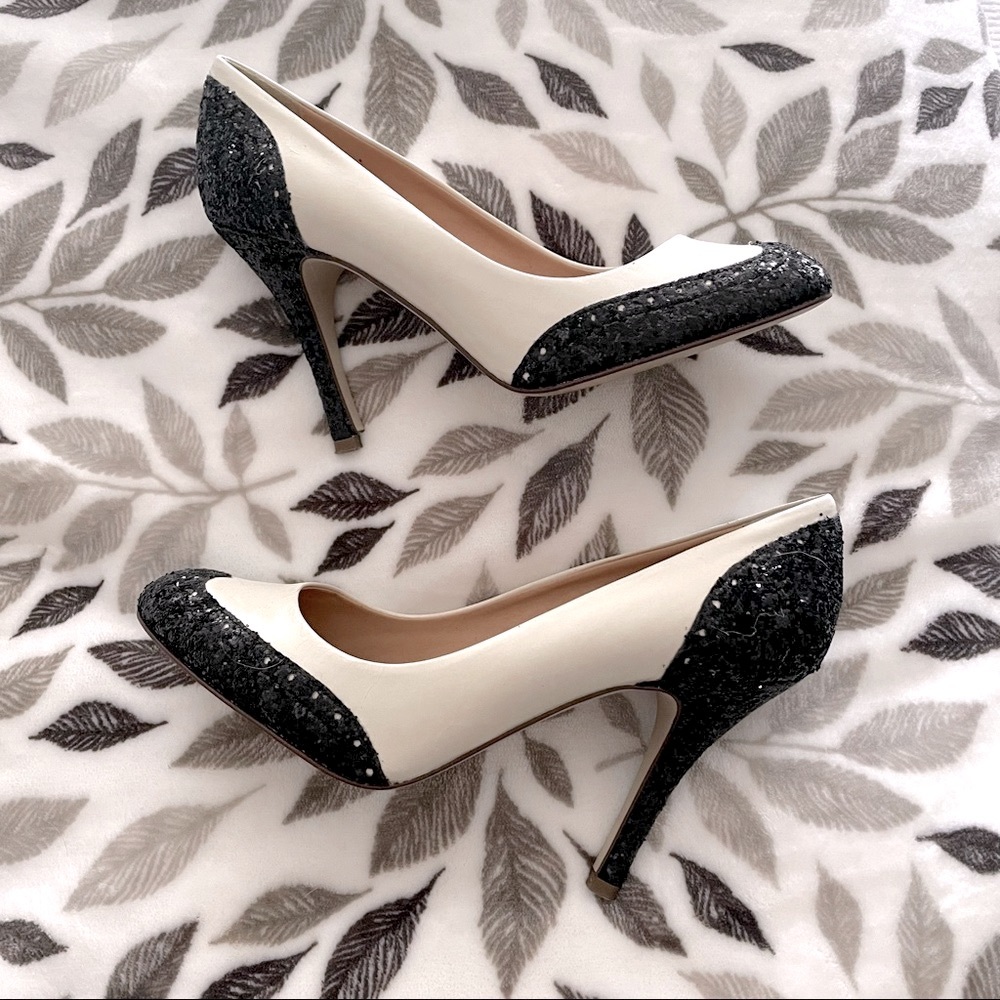 J. Crew Glitter Wingtip Heels